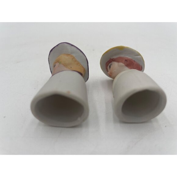 Vintage Ceramic Lady Figurine Set With Hats Hand-Painted Details Collectible Hom - Picture 5 of 5